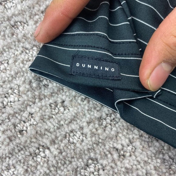 Dunning Golf Shirt Men Large L Black White Striped COOLMAX Grey Wolf Golf Casual - Picture 5 of 8